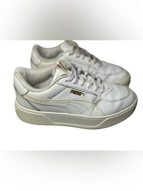 Puma White Sneakers with Gold Logo Accent